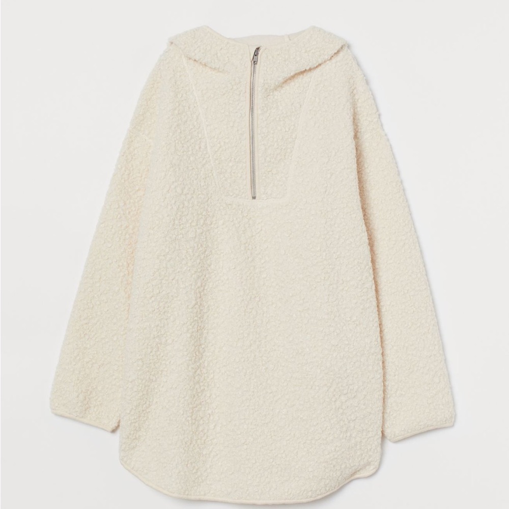 H&M Faux Shearling Hoodie. NWT. Size Medium. Cream/Ivory